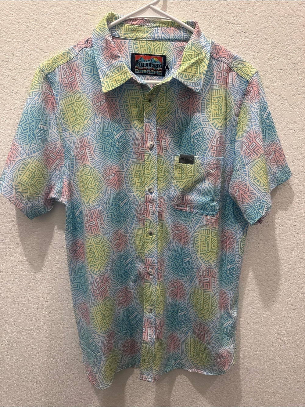 Burlebo Men's Short-Sleeve Button-Up Shirt - Pastel Multi